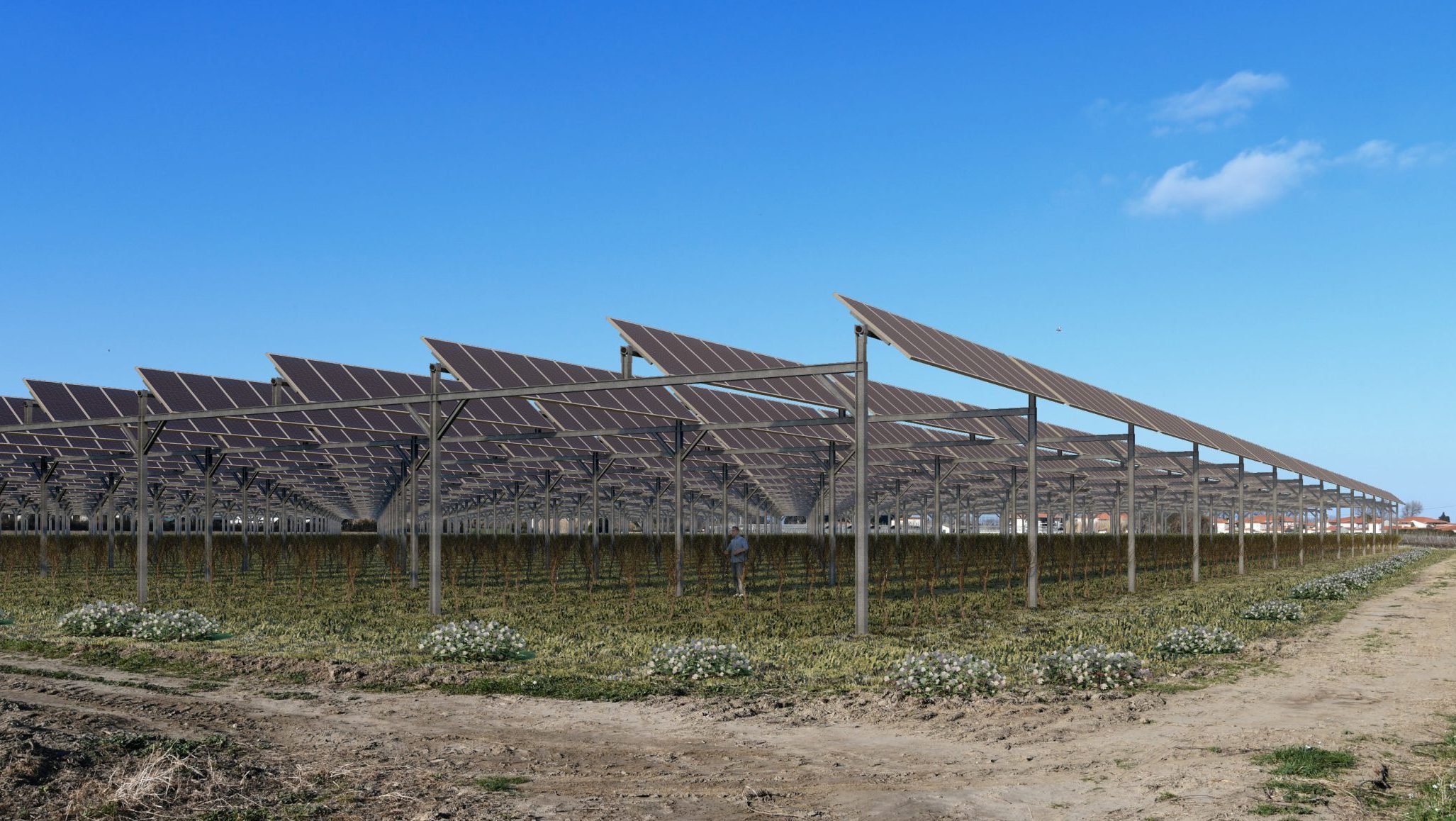 Photomontage du projet agrivoltaïque de Claira