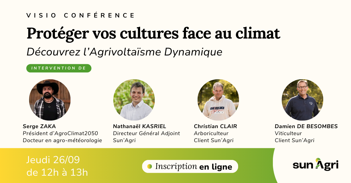 Bannière présentant les intervenants vision conférence sur agrivoltaïsme dynamique